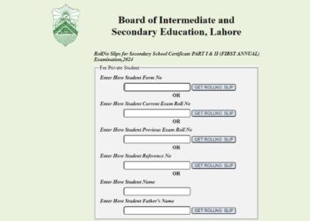Download BISE Lahore Class 10 roll number slip 2024