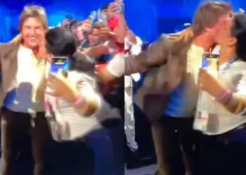 Tom Cruise stunned by unexpected Kiss from Fan at Paris Olympics Closing Ceremony