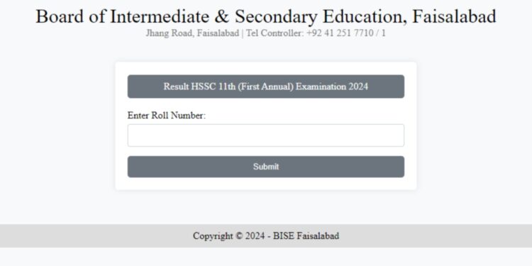 BISE Faisalabad Inter Part I Result 2024; check here