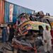 Bus-Truck crash in hub leaves 7 dead and 17 hurt